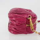 Miu Miu Matelasse Shoulder Bag Leather Pink Gold Auth 190334A-4