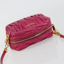 Miu Miu Matelasse Shoulder Bag Leather Pink Gold Auth 190334A-6