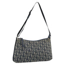 Christian Dior Trotter Canvas Accessory Pouch Navy Silver Auth 190335A-1