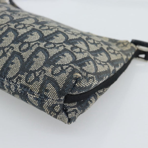 Christian Dior Trotter Canvas Accessory Pouch Navy Silver Auth 190335A