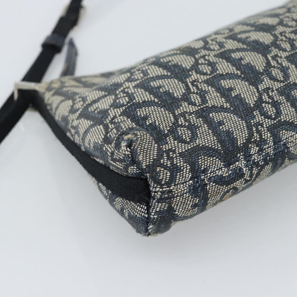 Christian Dior Trotter Canvas Accessory Pouch Navy Silver Auth 190335A