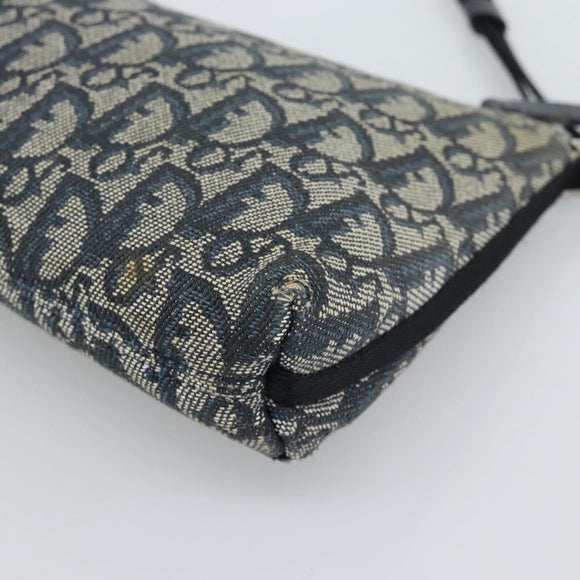 Christian Dior Trotter Canvas Accessory Pouch Navy Silver Auth 190335A