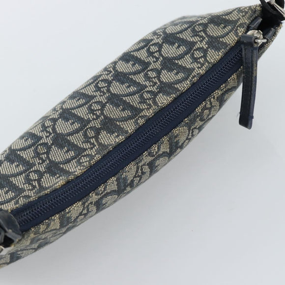 Christian Dior Trotter Canvas Accessory Pouch Navy Silver Auth 190335A