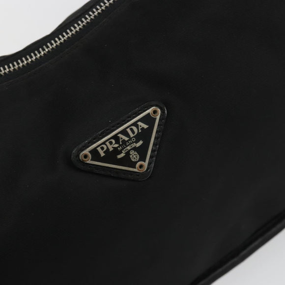 PRADA Shoulder Bag Nylon Black Silver Auth 190337A