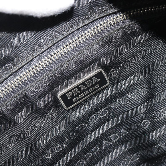 PRADA Shoulder Bag Nylon Black Silver Auth 190337A