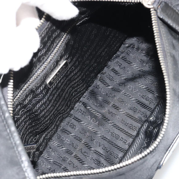 PRADA Shoulder Bag Nylon Black Silver Auth 190337A