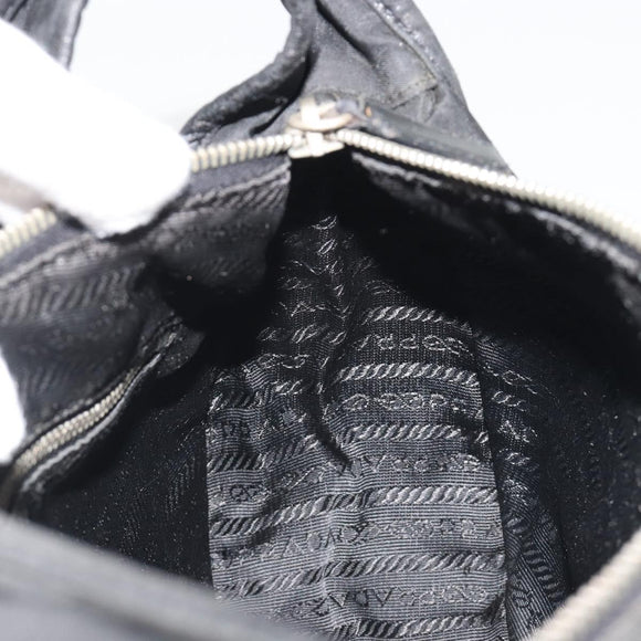 PRADA Shoulder Bag Nylon Black Silver Auth 190337A
