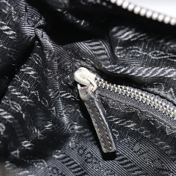 PRADA Shoulder Bag Nylon Black Silver Auth 190337A