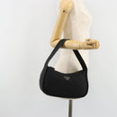 PRADA Shoulder Bag Nylon Black Silver Auth 190337A-25