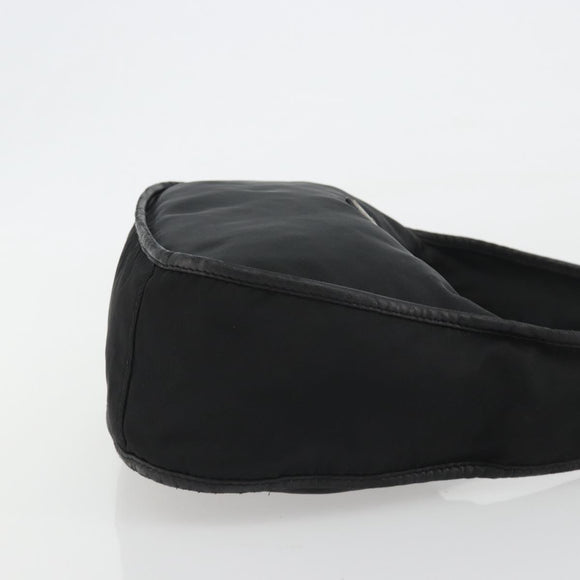 PRADA Shoulder Bag Nylon Black Silver Auth 190337A