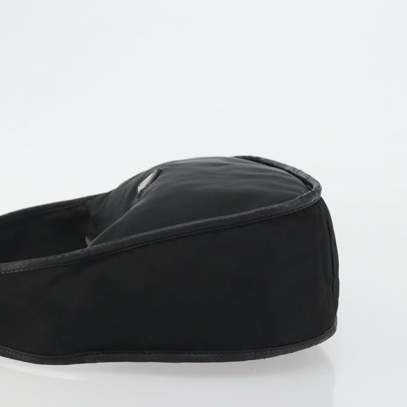 PRADA Shoulder Bag Nylon Black Silver Auth 190337A