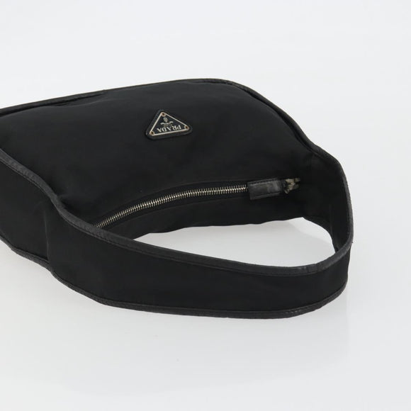 PRADA Shoulder Bag Nylon Black Silver Auth 190337A