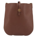 BURBERRY Shoulder Bag Leather Brown Gold Auth 190339A-13