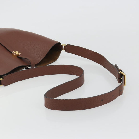 BURBERRY Shoulder Bag Leather Brown Gold Auth 190339A