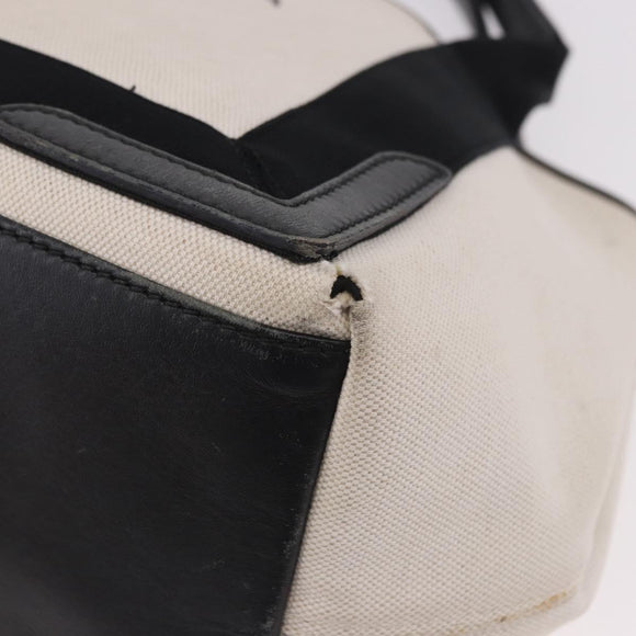 BALENCIAGA Navy Cabas M Tote Bag Canvas Leather Ivory Silver 339933 Auth 190340