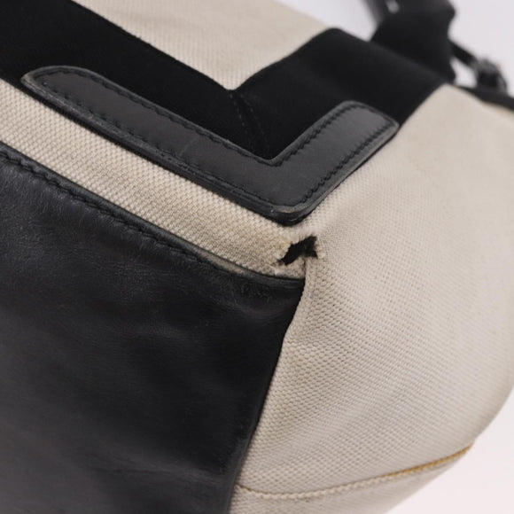 BALENCIAGA Navy Cabas M Tote Bag Canvas Leather Ivory Silver 339933 Auth 190340