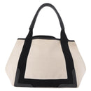 BALENCIAGA Navy Cabas M Tote Bag Canvas Leather Ivory Silver 339933 Auth 190340-3
