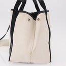 BALENCIAGA Navy Cabas M Tote Bag Canvas Leather Ivory Silver 339933 Auth 190340-4