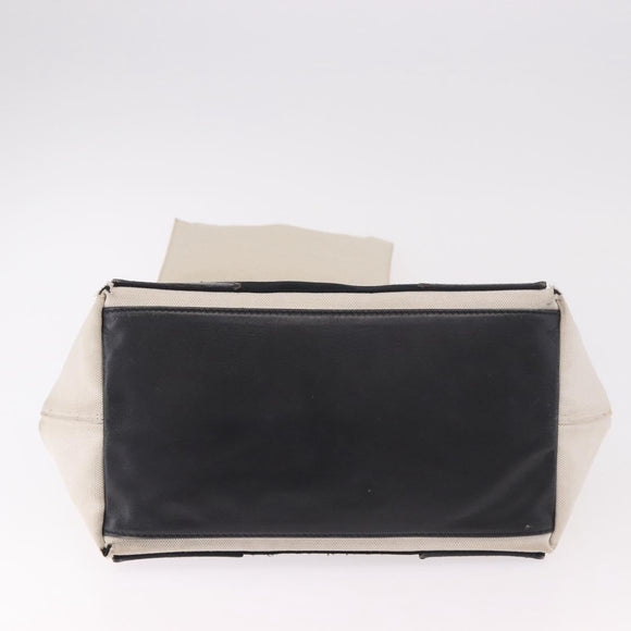 BALENCIAGA Navy Cabas M Tote Bag Canvas Leather Ivory Silver 339933 Auth 190340