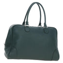 LOEWE Amazona 44 Boston Bag Leather Green Silver Auth 190342V-1