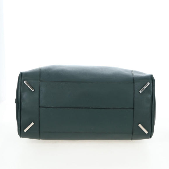 LOEWE Amazona 44 Boston Bag Leather Green Silver Auth 190342V