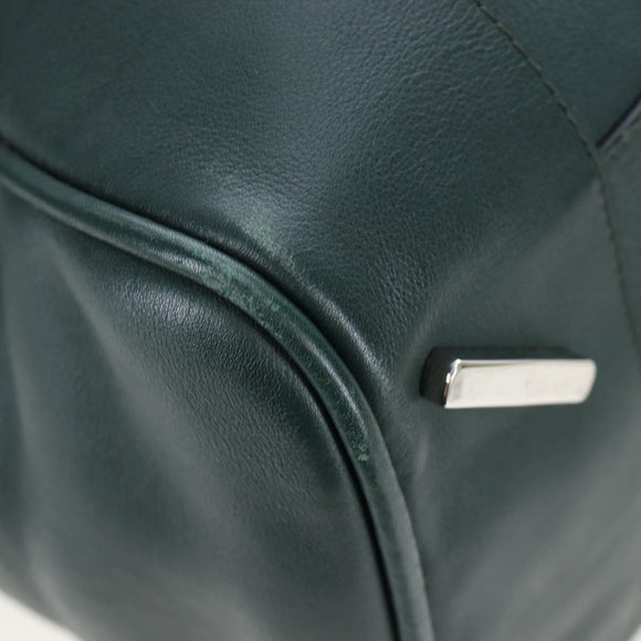 LOEWE Amazona 44 Boston Bag Leather Green Silver Auth 190342V