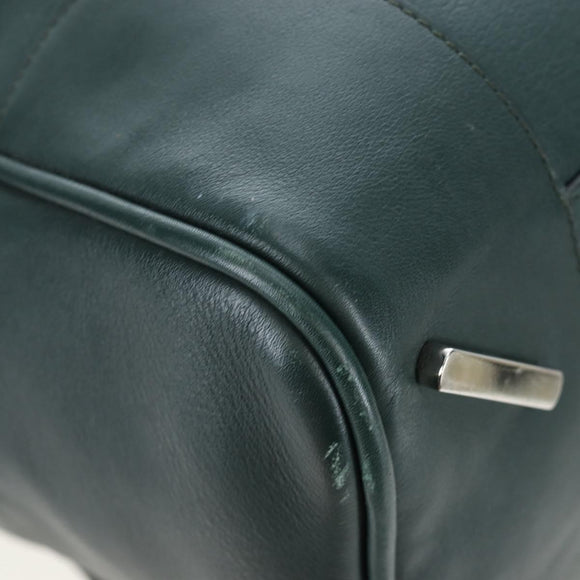 LOEWE Amazona 44 Boston Bag Leather Green Silver Auth 190342V