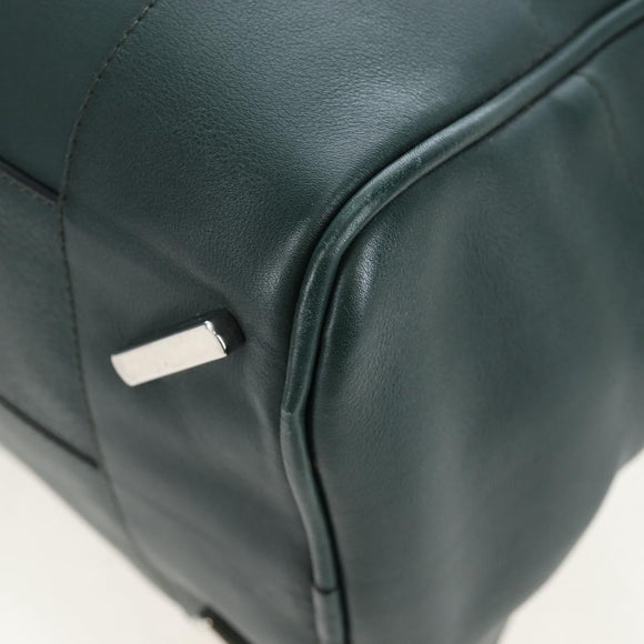 LOEWE Amazona 44 Boston Bag Leather Green Silver Auth 190342V
