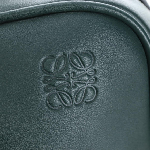 LOEWE Amazona 44 Boston Bag Leather Green Silver Auth 190342V