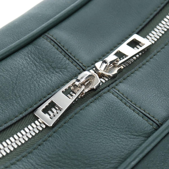 LOEWE Amazona 44 Boston Bag Leather Green Silver Auth 190342V