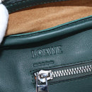 LOEWE Amazona 44 Boston Bag Leather Green Silver Auth 190342V-20