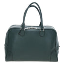 LOEWE Amazona 44 Boston Bag Leather Green Silver Auth 190342V-2
