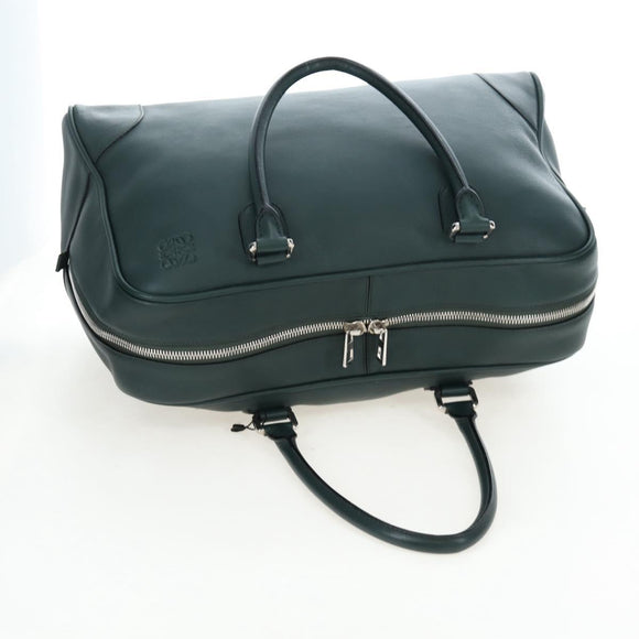 LOEWE Amazona 44 Boston Bag Leather Green Silver Auth 190342V