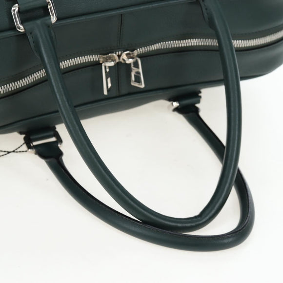 LOEWE Amazona 44 Boston Bag Leather Green Silver Auth 190342V