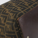 FENDI Zucca Canvas Hand Bag Black Brown Auth 190346-15