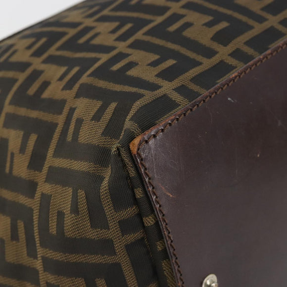 FENDI Zucca Canvas Hand Bag Black Brown Auth 190346
