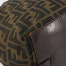 FENDI Zucca Canvas Hand Bag Black Brown Auth 190346-17