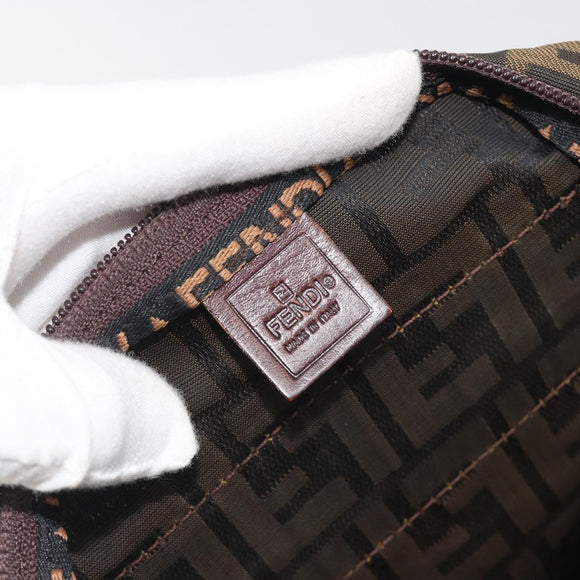 FENDI Zucca Canvas Hand Bag Black Brown Auth 190346