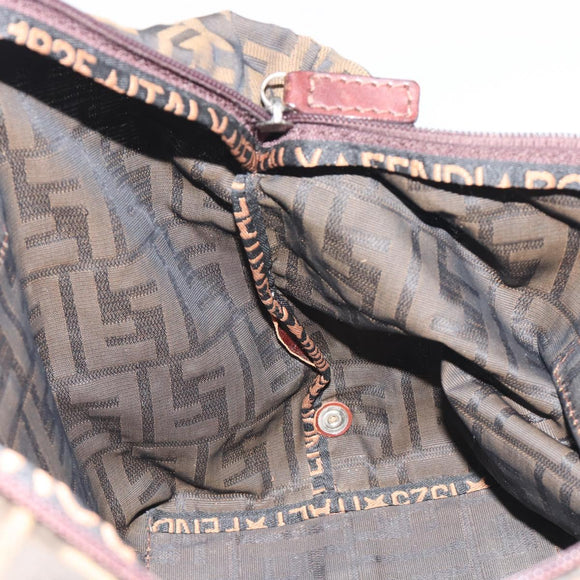 FENDI Zucca Canvas Hand Bag Black Brown Auth 190346