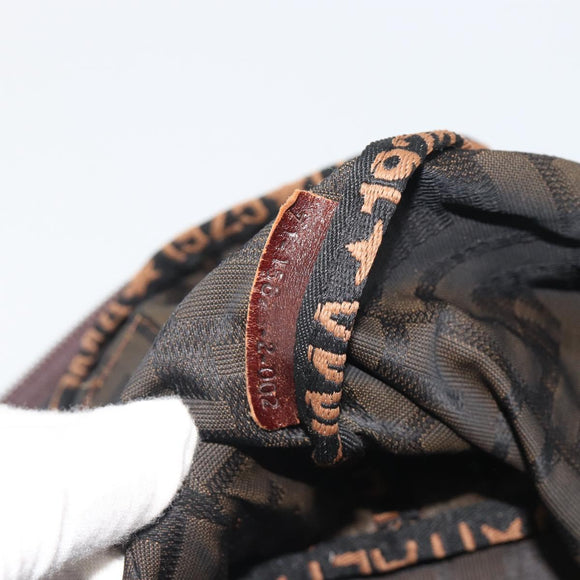 FENDI Zucca Canvas Hand Bag Black Brown Auth 190346