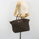 FENDI Zucca Canvas Hand Bag Black Brown Auth 190346-21