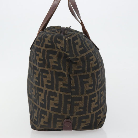 FENDI Zucca Canvas Hand Bag Black Brown Auth 190346