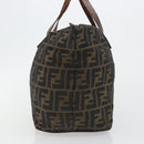FENDI Zucca Canvas Hand Bag Black Brown Auth 190346-4