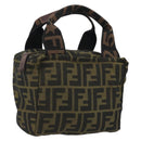 FENDI Zucca Canvas Hand Bag Black Brown Auth 190347-1