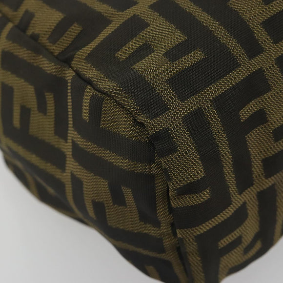 FENDI Zucca Canvas Hand Bag Black Brown Auth 190347