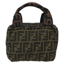 FENDI Zucca Canvas Hand Bag Black Brown Auth 190347-2