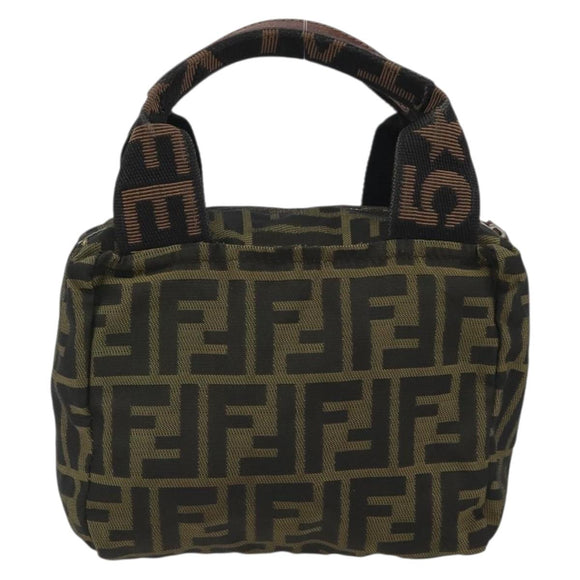 FENDI Zucca Canvas Hand Bag Black Brown Auth 190347