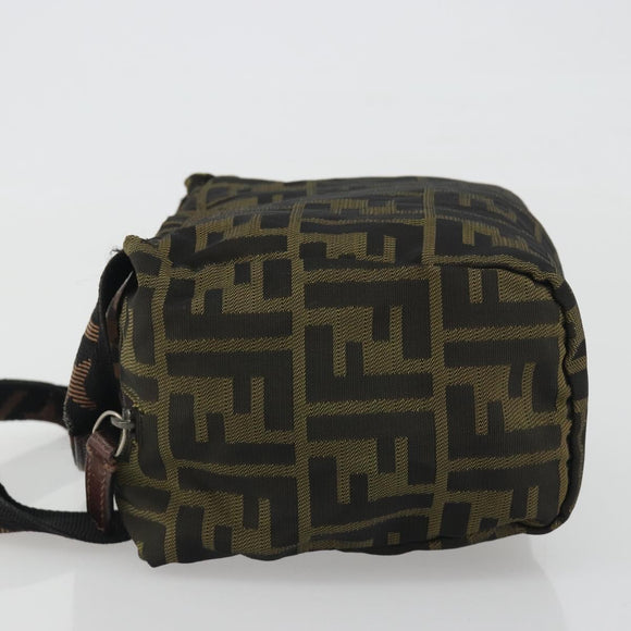 FENDI Zucca Canvas Hand Bag Black Brown Auth 190347