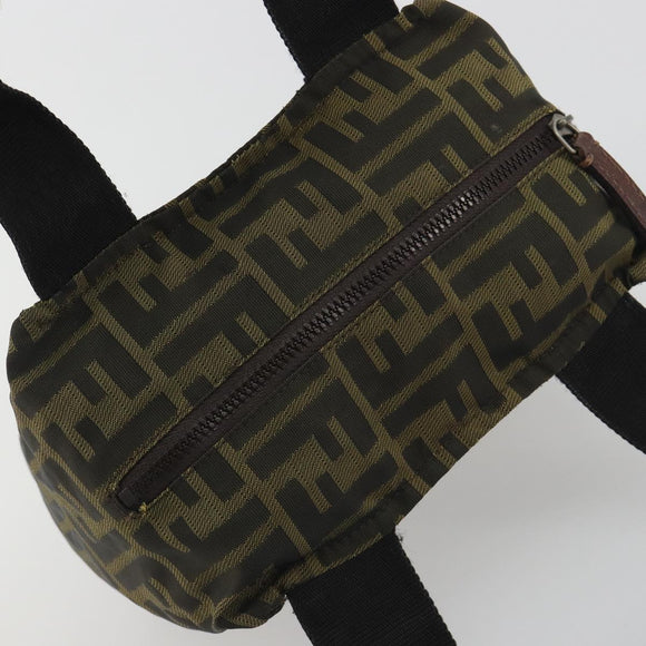 FENDI Zucca Canvas Hand Bag Black Brown Auth 190347
