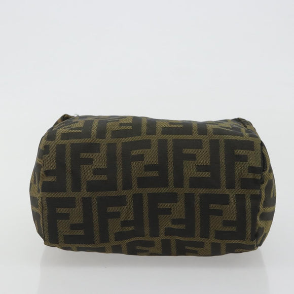 FENDI Zucca Canvas Hand Bag Black Brown Auth 190347